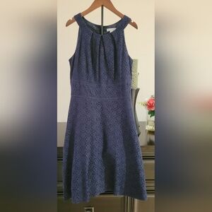 New York & Company Blue Halter A-Line Dress